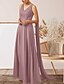 billige Bryllupsgæstekjoler-A-Line Bryllupsgæst Kjoler Elegant Kjole Bryllupsgæst Engagement Gulvlængde Uden Ærmer V-Hals Efterårs Bryllupsgæst Chiffon med Applikationer
