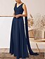 billige Bryllupsgæstekjoler-A-Line Bryllupsgæst Kjoler Elegant Kjole Bryllupsgæst Engagement Gulvlængde Uden Ærmer V-Hals Efterårs Bryllupsgæst Chiffon med Applikationer