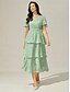 preiswerte Designer-Kleider &amp; Jumpsuits-Damen Maxikleid A Linie Kleid Elegant Formell Flattrige Ärmel Hochzeitsgast Cocktailparty Normale Passform Einfach Kurzarm V Ausschnitt Salbeigrün Sommer
