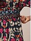 abordables Robes à motifs-robe longue bohème pour femme col en V manches longues ceinture florale fente avant bleu marine rose fond clair printemps été plage fête décontractée féminine grandes tailles