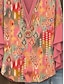 preiswerte Damen Boho Tops-Damen Retro Bluse Geschichtet Rüschenschlitz Ärmel Oberteile Vintage Grafik Geometrisch Bohemia Vintage Täglich 3/4 Länge Ärmel Reguläre Oberteile Tägliche Urlaubs Urlaubskleidung Druck Gelb Pink