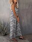 abordables monos casuales-Mujer Normal Mono Ropa de calle Leopardo Sin Mangas Escote en Pico Bolsillo Estampado Diario Festivos Ajuste regular Rosa Azul Real Marrón claro Verano