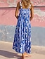 voordelige Afdrukken Bloemen Jurken-Dames Halflange jurk Bloemetjesjurk Boho-jurk Jurk met print Klassiek Modern Buiten Vakantie Dagelijks Normale pasvorm Bloem Mouwloos Spaghettibandjes Blozend Roze Rood Marine Blauw blauw Zomer