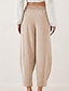 cheap Wide Leg &amp; High Waisted-Women&#039;s Slacks Pants Trousers Fashion Streetwear Full Length Natural Plain Pocket Elastic Drawstring Design Outdoor Comfortable Outdoor Vacation Apricot Light Sky Blue Grey Navy Summer Regular Fit