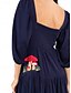 abordables Robes fleuries-Femmes Robe maxi Robe trapèze Occasionnel Extérieur Sortir Coupe régulière Fleuri Plaid Manche Courte Col carré Blanche Jaune Rouge Bleu Roi Été
