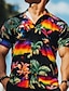 abordables Chemises imprimées pour hommes-Homme Arc-en-ciel LGBT Fierté Chemise Chemise hawaïenne Chemise Boutonnée Manche Courte Hawaïen Fête Vêtements de rue Été Printemps Col Rabattu Impression 3D Noir