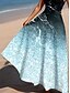 billiga Konst och design klänningar-Dam Maxiklänning A linjeklänning Off Shoulder Klänning Semester Ledigt Strandstil Fest Normal Nyans Grafisk Marmortryck Ärmlös Fyrkantig hals Rundhals Ljusrosa Isblå Påfågel-blå Sommar Vår