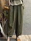 cheap Sets-Women&#039;s Active Fashion Cotton Linen Sets Blouse Pants Sets 3/4 Length Sleeve Crew Neck Printing Patchwork Holiday Weekend Army Green Summer Regular Fit