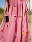 abordables Robes fleuries-Femmes Robe maxi Robe trapèze Occasionnel Extérieur Sortir Coupe régulière Fleuri Plaid Manche Courte Col carré Blanche Jaune Rouge Bleu Roi Été