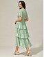 preiswerte Designer-Kleider &amp; Jumpsuits-Damen Maxikleid A Linie Kleid Elegant Formell Flattrige Ärmel Hochzeitsgast Cocktailparty Normale Passform Einfach Kurzarm V Ausschnitt Salbeigrün Sommer