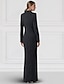 preiswerte Bodenlänge-Blazer Kleid Black Tie Meerjungfrau  Trompete Abendkleid Elegantes Kleid Nadelstreifen Smoking Kleid mit Reißverschluss Hochzeitsgast Formale knöchellang Lange Ärmel Spitzrevers Satin mit Tasche