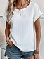 billige Plain tee-Dame Bluse Helfarve Stilfuld Afslappet Kortærmet Rund hals Almindelige toppe Daglig Sort Hvid Sommer