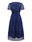baratos Comprimento do chá-Vestido A-Line de Lantejoulas Mãe da Noiva Vestido Elegante V Neck Comprimento do Chão Renda Manga Curta com Faixa  Cinta Pregas