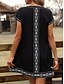 abordables Vestidos florales-Mujer Mini vestido Vestido estilo camiseta Vestido de verano Vacaciones Casual Boho Diario Noche Ajuste regular Floral Graphic Manga Corta Escote en Pico Negro Vino Azul Piscina Marrón Verano
