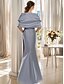 preiswerte Meerjungfrau Abendkleider-Schwarzes Meerjungfrau  Trompeten Abendkleid Elegantes Kleid Formal Hochzeit Bodenlänge Kurzarm Spaghetti-Träger Gürtel Satin mit Rüschen Schultertuch