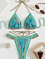 preiswerte Bikini-Sets-Damen Badeanzug Bikini Zweiteilig Bademode Rückenfrei Tropisch Strandbekleidung Blume Neckholder Ärmellos Badeanzüge