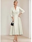 economico Lunghezza del pavimento-Abito Blazer A-Line Abito della Madre della Sposa Abito Tuxedo Crepe Stretch Elegante Semplice Collo a Revers Lunghezza Tè Manica 3/4 con Colore Solido