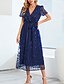 baratos Comprimento do chá-Vestido A-Line de Lantejoulas Mãe da Noiva Vestido Elegante V Neck Comprimento do Chão Renda Manga Curta com Faixa  Cinta Pregas