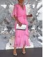 voordelige Eenvoudige jurk-Dames Maxi Jurk A-lijn Jurk Effen Kleur Zomer Jurk Rimpel Jurk Casual Dagelijks Reguliere Pasvorm Grafisch Halve Mouw V-hals Roze Marineblauw Blauw Fuchsia Zomer