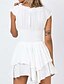 abordables Vestidos de Graduación-Mujer Mini vestido Vestido blanco Vestido de graduación Moda Fiesta Cumpleaños Cita Ajuste regular Plano Manga Corta Hombros Caídos Negro Blanco Verano