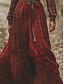 ieftine Rochii Boho-Pentru femei Rochie Lunga Rochie Maxi Rochie în carouri Rochie casual Rochie leagăn Rochie de vară Epocă Vacanță Zilnic Concediu Fit regulat Plisat Manșon Lung În V Roșu Vin Vară