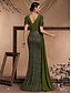 economico VERDE-Abiti Quinceanera A-Line abito elegante formale matrimonio lungo fino al pavimento maniche corte scollo a V con paillettes