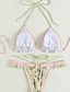 preiswerte Bikini-Sets-Damen Badeanzug Bikini Zweiteilig Bademode Rückenfrei Tropisch Strandbekleidung Blume Neckholder Ärmellos Badeanzüge