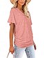 billige Plain t-skjorte-Dame Bluse Helfarge Stilfull Fritid Kortermet V-hals Vanlige topper Daglig Hvit Rosa Lilla Grå Sommer