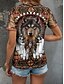 halpa Boho t-paita-Naisten T-paita Kuvitettu Eläin Geometrinen Vintage Tyylikäs Klassinen Lyhythihainen Tiukka pyöreä kaula-aukko Pyöreä kaula-aukko Tavalliset topit Päivittäin Viikonloppu Painettu Keltainen Rubiini