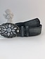 abordables ceinture-Ceinture Femmes PU Gris Ceinture Taille Extérieur Rue Bloc de Couleur
