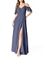 preiswerte Brautjungfernkleider-A-Linie Brautjungfernkleid Spaghetti-Träger Ärmellos Elegantes Bodenlang Chiffon mit Falten  Geteilte Front  Raffung