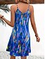 preiswerte Kunst &amp; Design Kleid-Damen Minikleid A Linie Kleid Sommerkleid Unterkleid Urlaub Lässig Normale Passform Grafik Farbblock Abstrakt Ärmellos V Ausschnitt Blau Orange Sommer Frühling