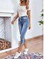 ieftine pantaloni cargo de damă-Pentru femei Blugi chinez Vacanță Epocă Modă Lungime gambă Talie Înaltă Simplu Buzunar Confortabil Απαλό Comfortabil Strech În aer liber Stradă Albastru Deschis Vară Fit regulat