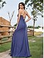 baratos AZUL-Vestidos de Quinceanera Sereia  Trompete Elegante Vestido Formal Casamento Comprimento Total Sem Mangas Decote Coração Cetim Costas Nuas com Fenda