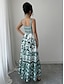 ieftine Rochii Cocktail-Rochii de Quinceanera A-Line Rochie Elegantă Nuntă Invitat de Nuntă Lungime Până la Pardoseală Fără Mâneci Decolteu în Formă de Inimă Poliester Spate Deschis cu Imprimare Florală Rochie Invitat de