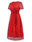 baratos Comprimento do chá-Vestido A-Line de Lantejoulas Mãe da Noiva Vestido Elegante V Neck Comprimento do Chão Renda Manga Curta com Faixa  Cinta Pregas