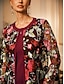 billige Frakker &amp; Trench Coats-Dame Frakke Åndbart Blonder Broderi Elegant Blomstret Formel Bryllup Fest Lang Rund Hals Løstsiddende Langærmet Overtøj Grå lyserød Sort Bordeaux Sommer Forår