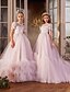 baratos Casamento &amp; Festas-Vestido de festa longo até o joelho para menininha vestido de Quinceanera Frozen Elsa vestido de baile bonito com tule e detalhes drapeados estilo real tamanho de 3 a 16 anos