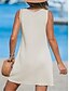 baratos Vestido Simples-Mulheres Minivestido Vestidos Para o Verão Vestido de verão Casual Diário Praia Normal Côr Sólida Sem Manga Gola Redonda Exército verde Preto Azul Bege Verão