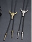 billiga Herrslipsar &amp;amp; flugor-herrhalsband med tjurhuvud och bolo-slips – västerländskt hänge i form av koskalle med flätat lädersnöre, accessoar i vintage-cowboystil för countrykonserter, rodeos och vardagskläder