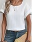 billige Plain tee-Dame Bluse Helfarve Stilfuld Afslappet Kortærmet Rund hals Almindelige toppe Daglig Sort Hvid Sommer