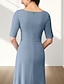 economico Semi-formale / Cocktail-Abito A-Line per la madre della sposa Abito formale per ospiti di matrimonio Elegante collo giro lunghezza a terra in chiffon tessuto elasticizzato maniche a metà con applicazioni arricciate