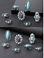 billige Ringe til kvinder-Boho turkis ringsæt til kvinder – vintage legeringsstabelbare ringe med ædelstensdetaljer til vestlig stil, festivaler eller hverdagsbrug