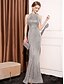 tanie Półformalny / Koktajl-Sukienka na Quinceanera mermaid  trąbka elegancka formalna na wesele długość do podłogi bez rękawów na szyi halter poliester z cekinami