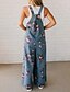 billige afslappede jumpsuits-Dame Normal Flyverdragt Gade Blomstret Uden ærmer U-hals Lomme Trykt mønster Gade I-byen-tøj Regulær Sort Rød Blå Sommer