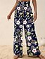 ieftine picior lat și talie înaltă-Pentru femei Pantaloni Modă Boho Lungime totală Natural Floral Imprimeu Confortabil Exterior Comfortabil În aer liber Vacanță Casul / Zilnic Caisă Albastru Ceruliu Deschis Roz Albastru Marin Închis
