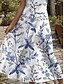 tanie Sukienki kwiatowe-Damskie Sukienka maxi Sukienka A line Letnie sukienki Sukienka na ramiączkach Elegancja Urlop Codzienny Regularny Kwiaty Graficzny Bez rękawów W serek Cienkie ramiączka Żółty Czerwony Niebieski