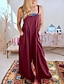 billige Bukser af almindelig bomuldshør-dame normal jumpsuit dungarees streetwear ensfarvet ærmeløs u-hals lomme gade fest normal pasform sort hvid gul sommer