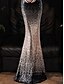 economico NERO-Abiti da quinceanera sirena  tromba abito elegante formale da sposa lunghezza del pavimento senza maniche scollo a V in poliestere con paillettes