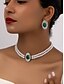 abordables Collier pour femme-Ensemble collier ras du cou et boucles d&#039;oreilles en perles vintage pour femme - élégant bijou en perles à double brin avec des accents ovales dorés pour dames, idéal pour les mariages, les fêtes et les occasions formelles